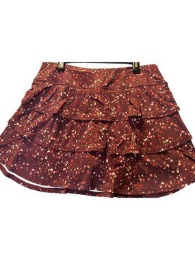 Ideology Womens Size XL Skort & Built-In Shorts Burgundy With Confetti Print